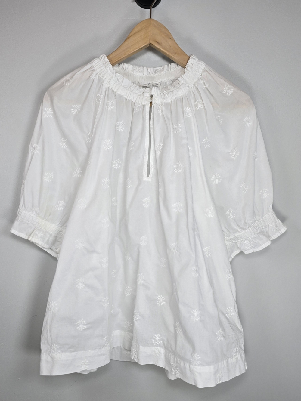 GAP Eyelet Top Peasant Blouse - Women Tops Flowy, Lightweight Romantic